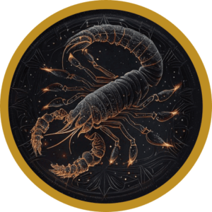 Scorpio evolution stages - scorpion depicted in the stars.