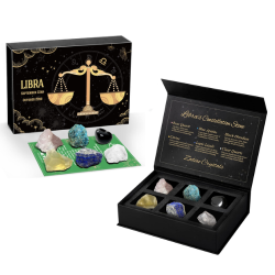 Libra Crystals Gift Set Containing Rose Quartz, Lapis Lazuli, Clear Quartz, 