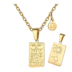 Double Sided Tarot Card Pendant Necklace for Libra Zodiac Sign