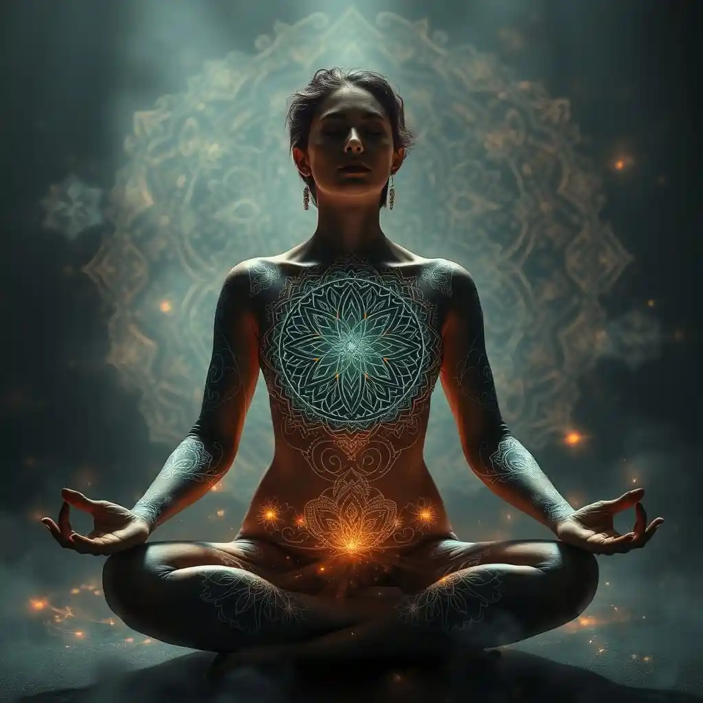 Woman performing chakra meditation