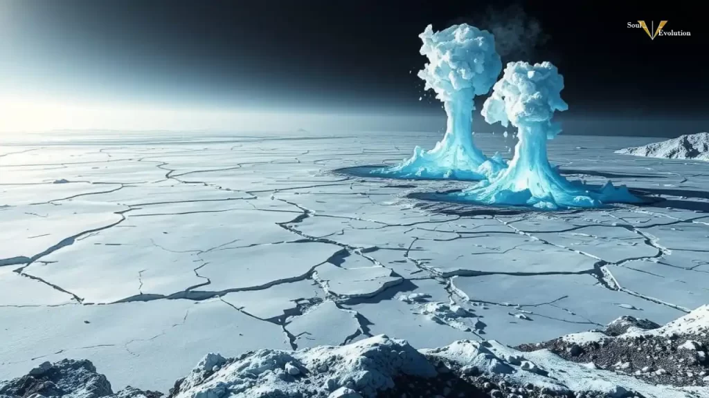 Cryovolcanoes erupting on the icy surface of Pluto